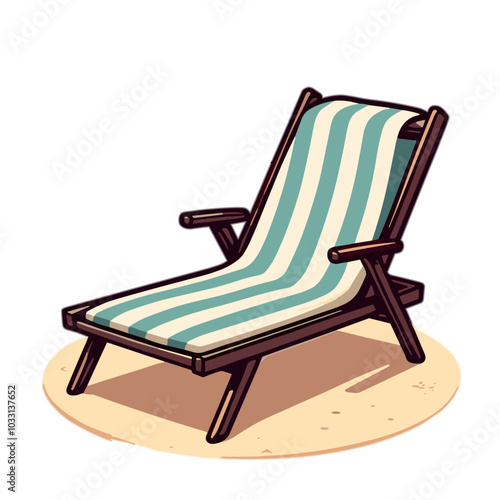 Vector beach chair illustration, summer relaxation icon