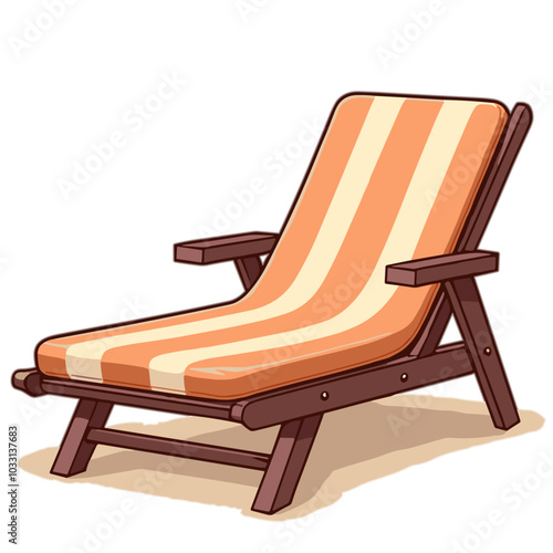 Vector beach lounger illustration, summer relaxation icon