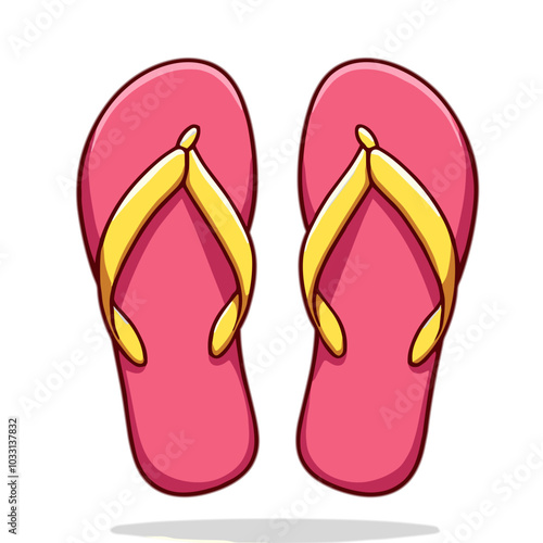 Vector flip flops illustration, colorful beach sandals icon