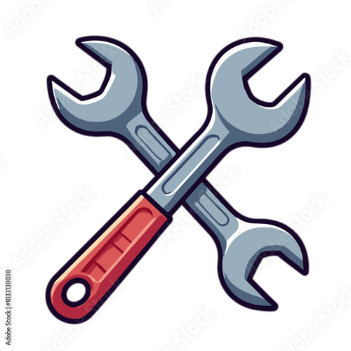 Vector crossed wrenches illustration, repair tool icon