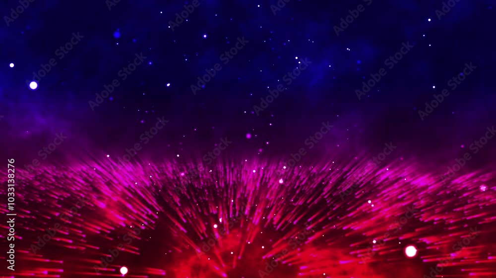 Abstract pink and blue light streaks exploding from a center point on a dark background. Abstract pink and blue light streaks exploding from a center point on a dark background.