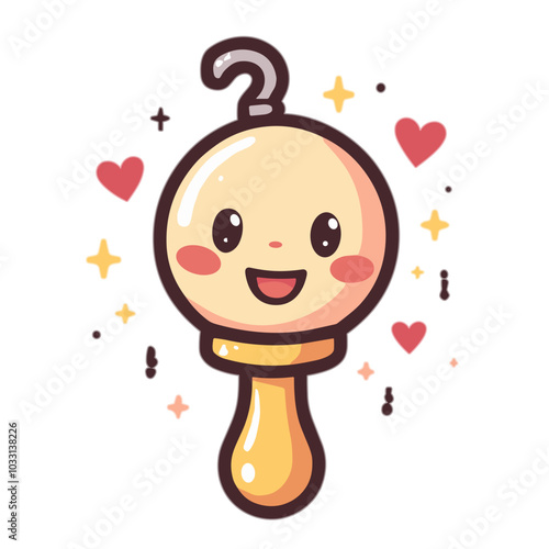 Vector adorable rattle illustration, baby toy icon