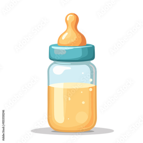 Vector baby bottle illustration, infant feeding icon