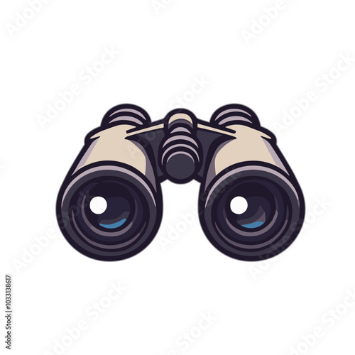 Classic binoculars icon, optical instrument illustration