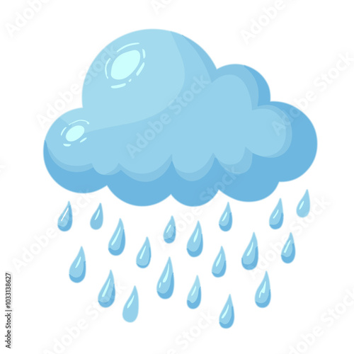 Blue rain cloud icon, weather forecast illustration