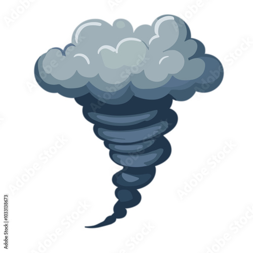 Dark tornado icon, severe weather phenomenon illustration