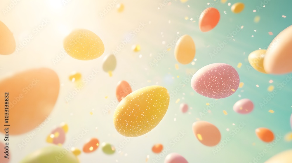 Colorful Easter Eggs Floating in the Air Colorful Easter Eggs Floating in the Air