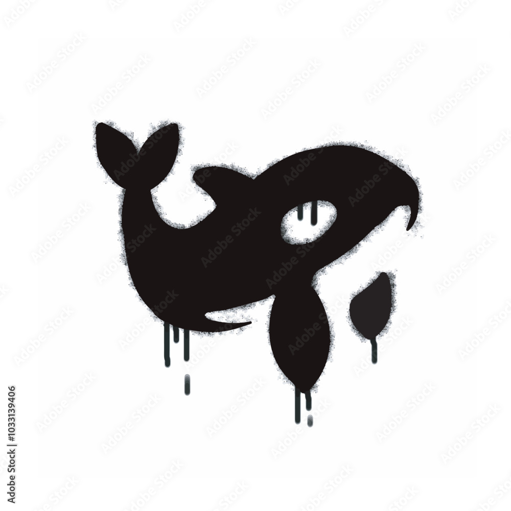 Spray Graffiti whale shark icon isolated on white background. graffiti whale shark icon with overspray in black on white. Vector illustration. Spray Graffiti whale shark icon isolated on white background. graffiti whale shark icon with overspray in black on white. Vector illustration.