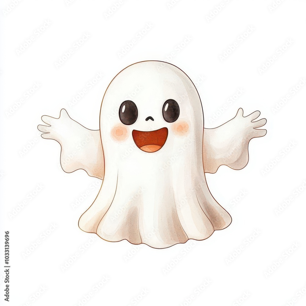 Cartoon ghost, white isolate background Cartoon ghost, white isolate background