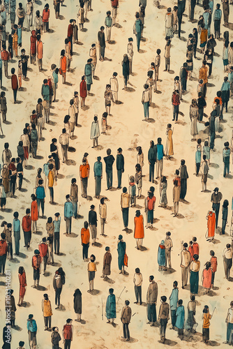 Wallpaper Mural A scene of mass vaccination efforts to contain a deadly virus, with long lines of people waiting for treatment Torontodigital.ca