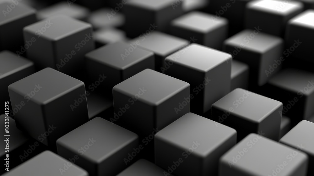 Monochrome Cube Abstraction - Geometric Minimalist Design Monochrome Cube Abstraction - Geometric Minimalist Design