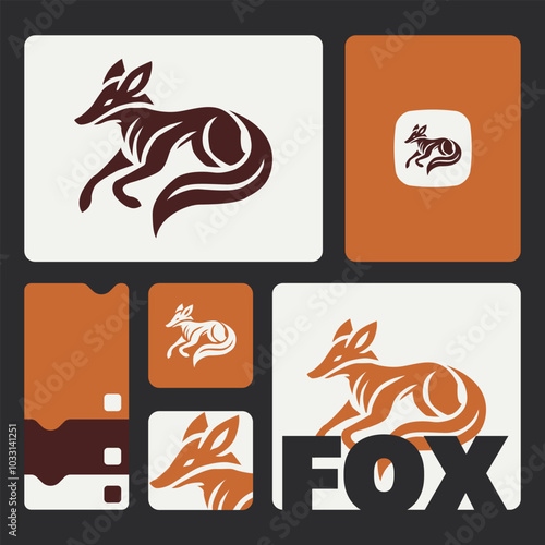 Fox design vector image on white background, vector illustration, Animal Logo, logo set