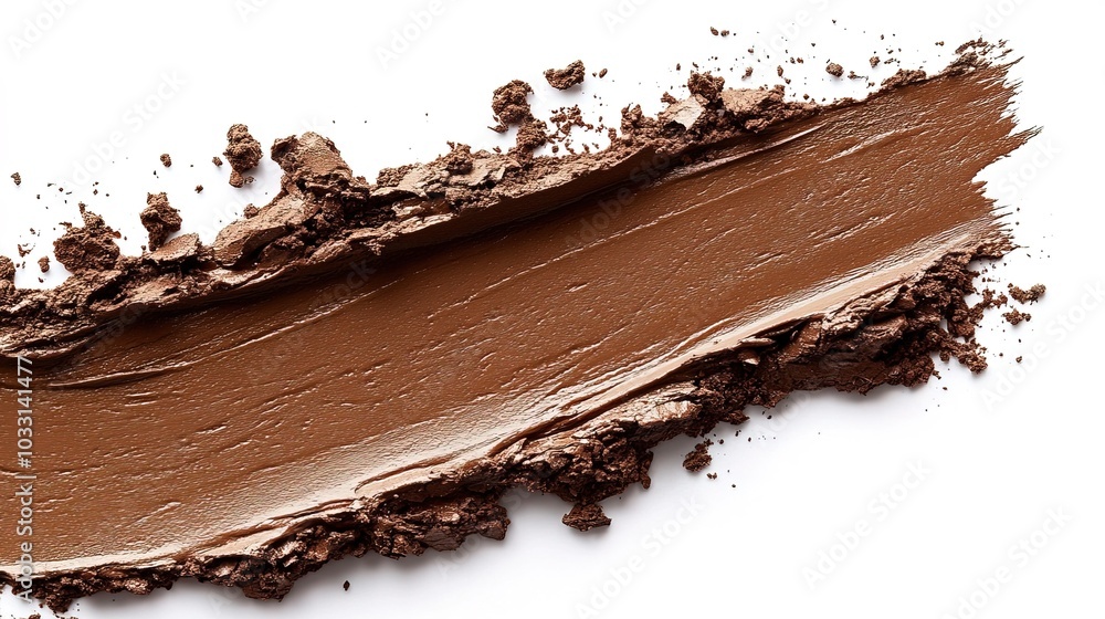 A beautiful swipe of brown makeup on a clean surface A beautiful swipe of brown makeup on a clean surface