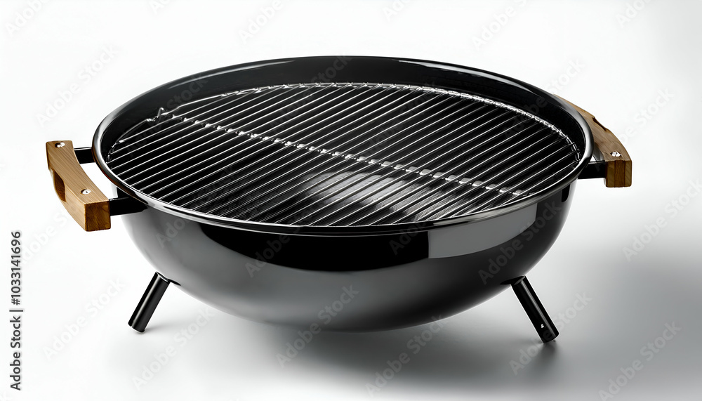custom made wallpaper toronto digitalAn empty round charcoal grill with a black metal surface and lid removed, perfectly isolated on a crisp white background. The grill frame casts a subtle shadow, making it ideal for product mockups or