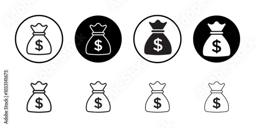 Money bag icon Isolated flat vector in outline