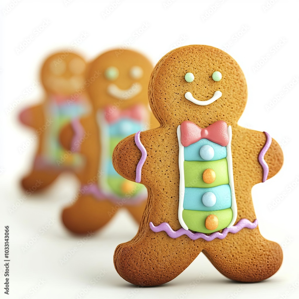 Gingerbread man cookie, white isolated background
