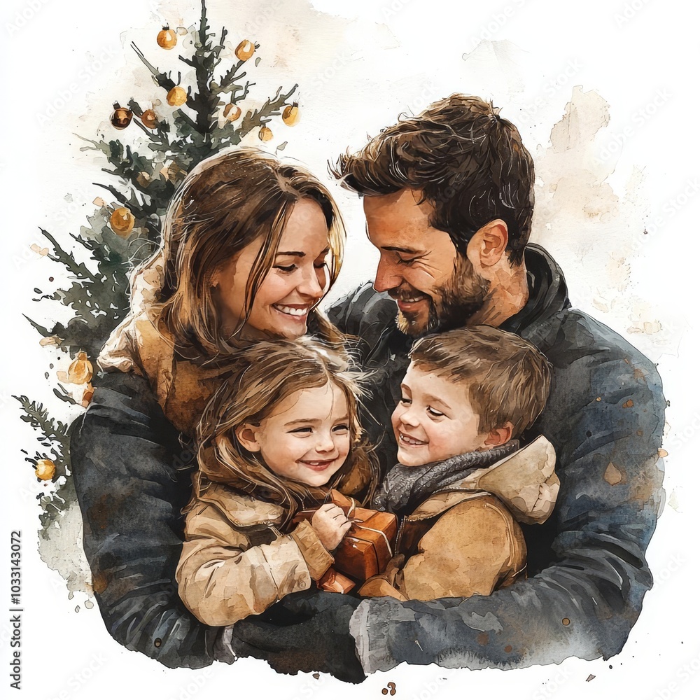 Happy family celebrating together during the holiday season.
