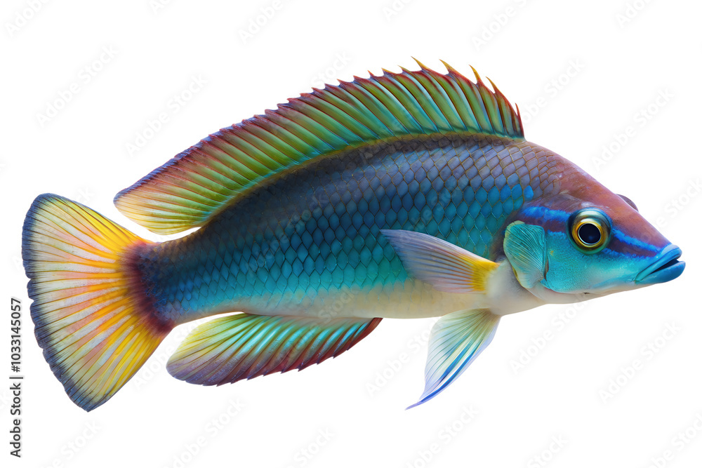 Cleaner wrasse fish isolated on transparent background Cleaner wrasse fish isolated on transparent background