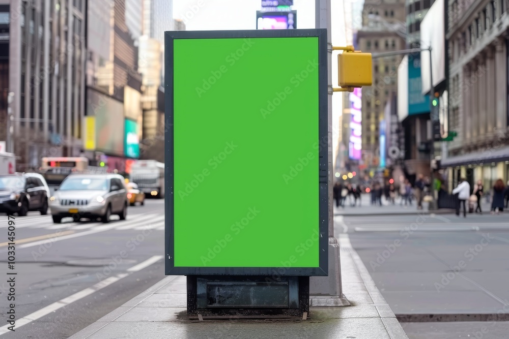 vertical blank green screen billboard mock up at a subway entrance vertical blank green screen billboard mock up at a subway entrance