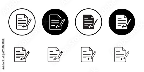 Signed document icon Isolated flat vector in outline