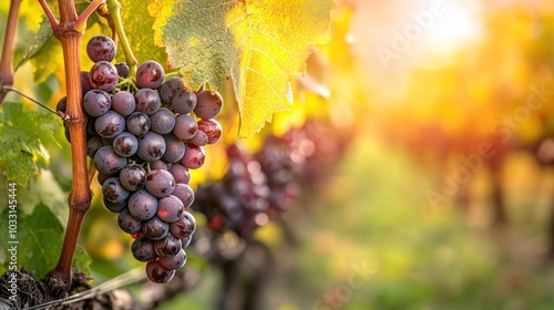 grapevines heavy with ripe grapes ready for harvest in a vineyard.