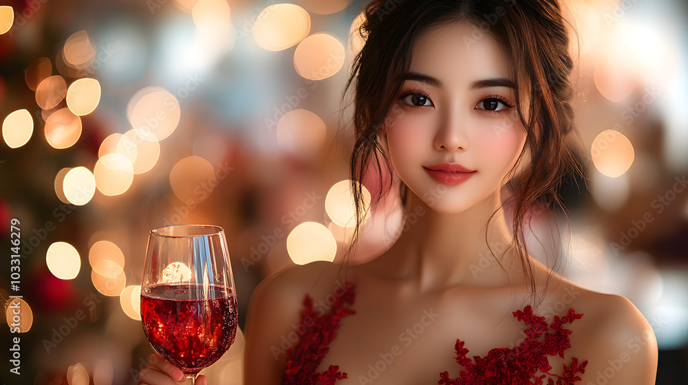 A Beautiful Asian Woman in an Elegant Red Dress Holding a Champagne Glass at a Formal Event, Radiating Elegance and Confidence.
A Beautiful Asian Woman in an Elegant Red Dress Holding a Champagne Glass at a Formal Event, Radiating Elegance and Confidence.