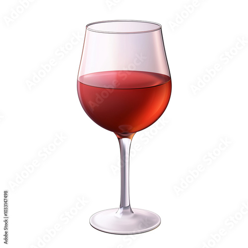 3d rendering icon a glass of red wine illustration png. cartoon minimal style on transparent isolated background.