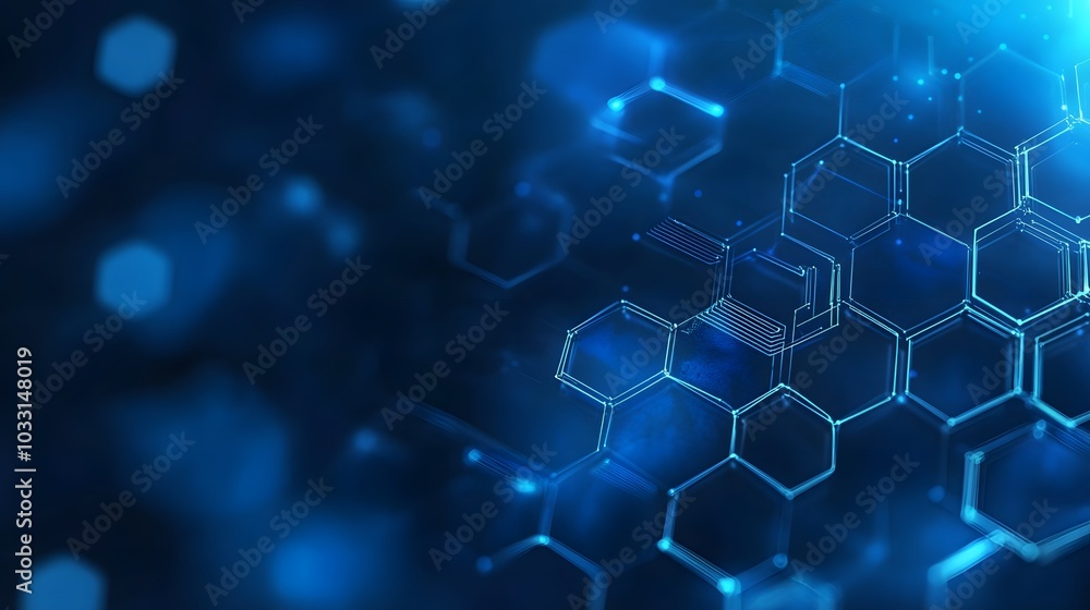 Abstract Blue Hexagon Pattern with Glowing Lines Abstract Blue Hexagon Pattern with Glowing Lines