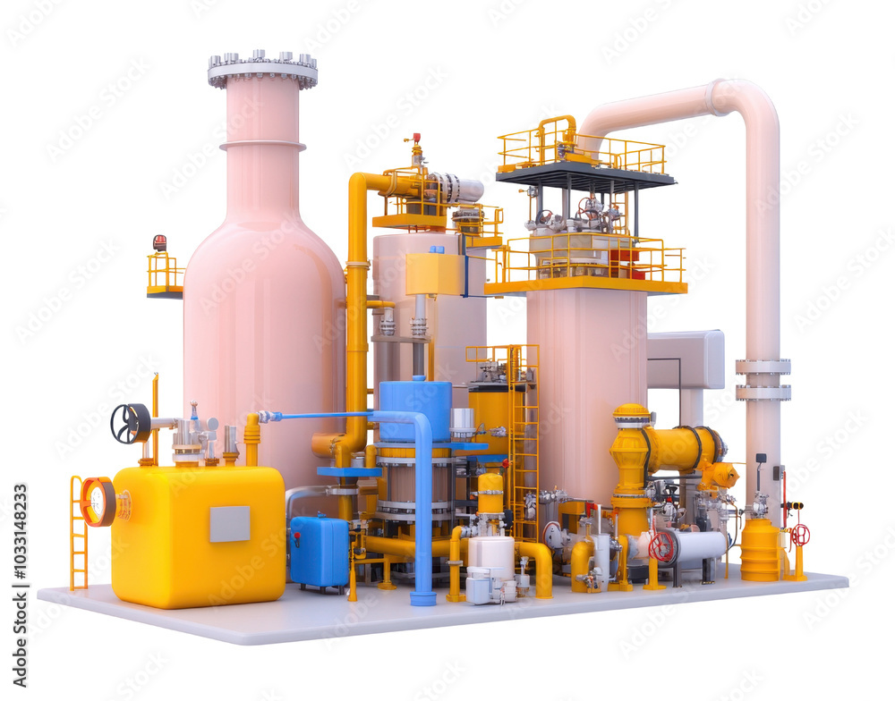 Industrial facility with machinery and pipes. Industrial facility with machinery and pipes.