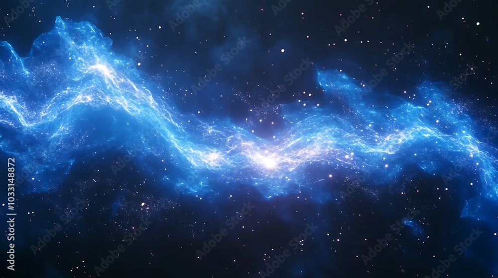 Fototapeta premium A stunning depiction of a swirling nebula filled with vibrant blue and purple hues, set against a backdrop of countless stars.