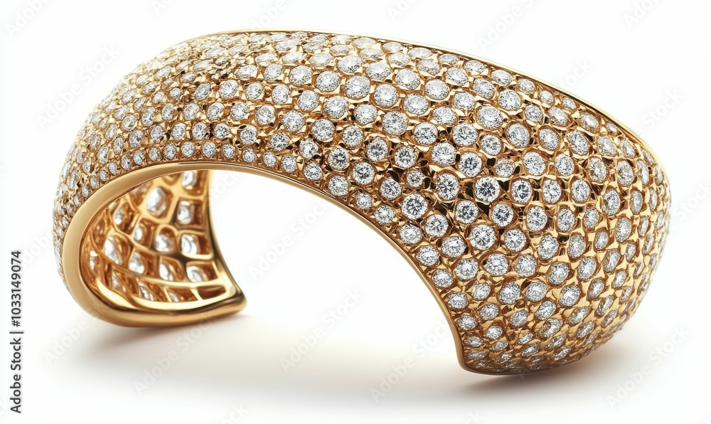 Fototapeta premium Gold bangle studded with diamonds.