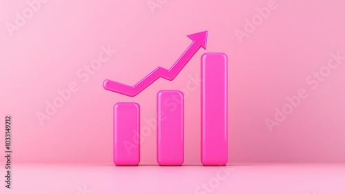A vibrant pink graph illustrates upward growth, with three vertical bars and an arrow, symbolizing success and increasing trends. Free Download A vibrant pink graph illustrates upward growth, with three vertical bars and an arrow, symbolizing success and increasing trends. - GFXLoad