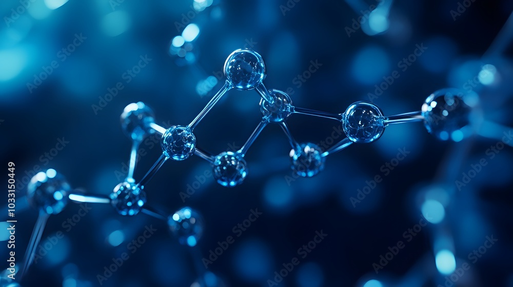 Abstract Molecular Structure with Blue Spheres and Connecting Rods Abstract Molecular Structure with Blue Spheres and Connecting Rods