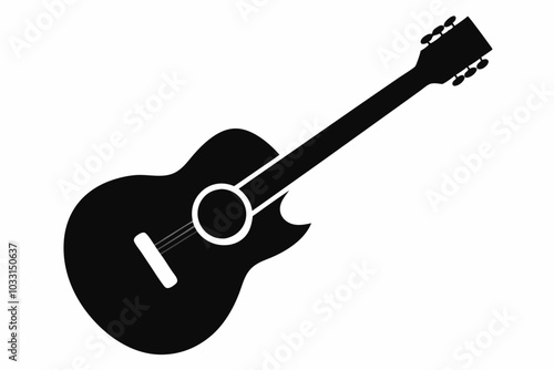 Guitar icon. Acoustic guitar silhouette. Vector illustration