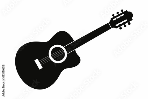 Guitar icon. Acoustic guitar silhouette. Vector	illustration