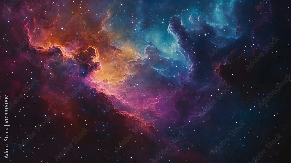 Obraz premium Cosmic Nebula with Swirling Gas and Stars