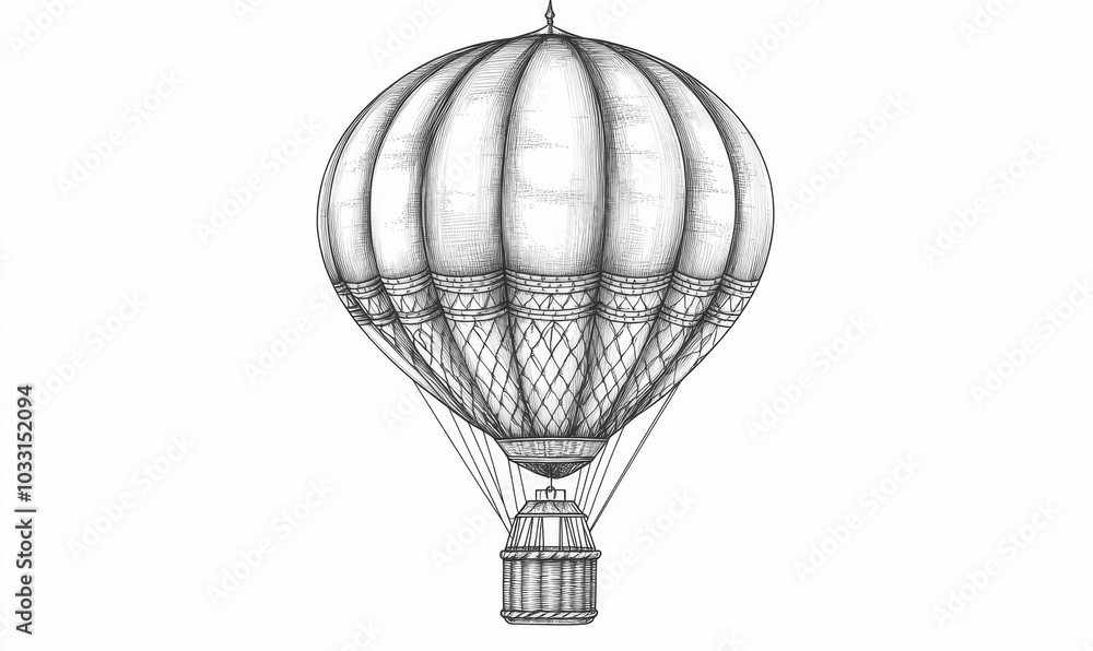 Obraz premium Hand drawn sketch of a hot air balloon.