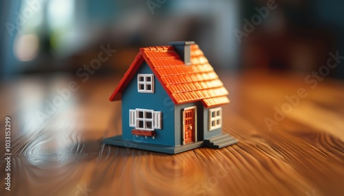 Small blue house model