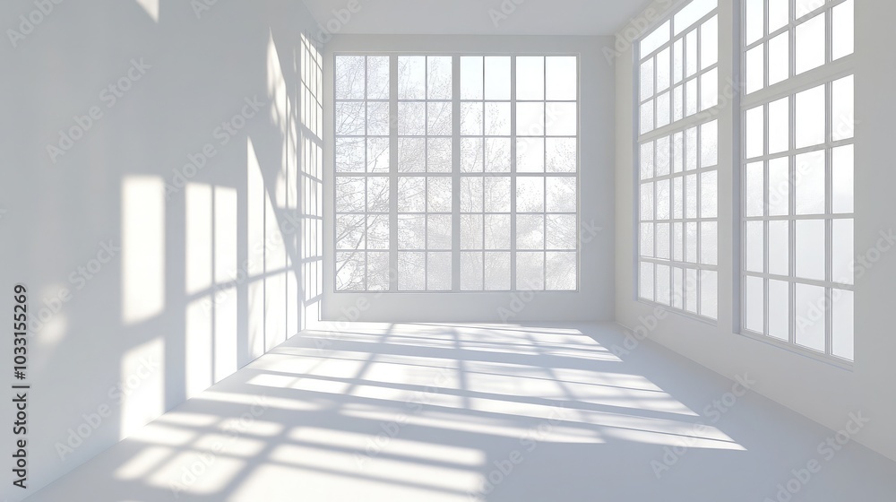 Obraz premium Bright and Airy Room with Large Windows