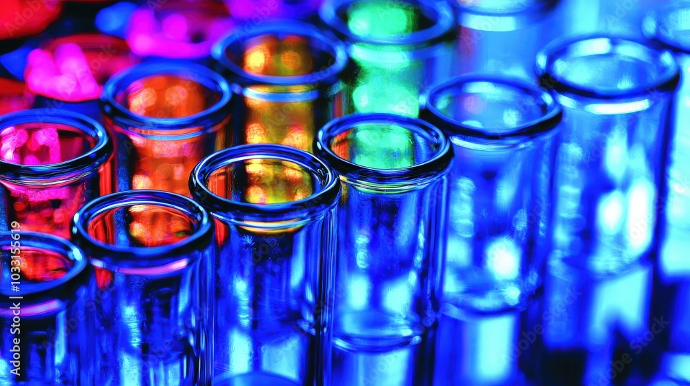 Colorful Test Tubes in a Sterile Lab Environment Colorful Test Tubes in a Sterile Lab Environment