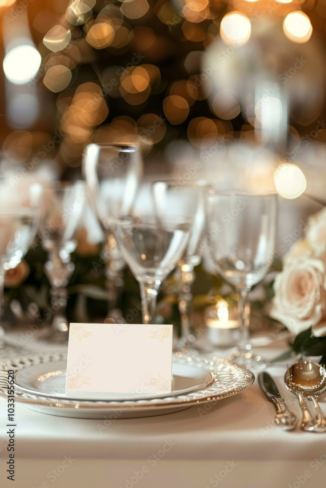 Luxurious Wedding Table Setting with Blank Card