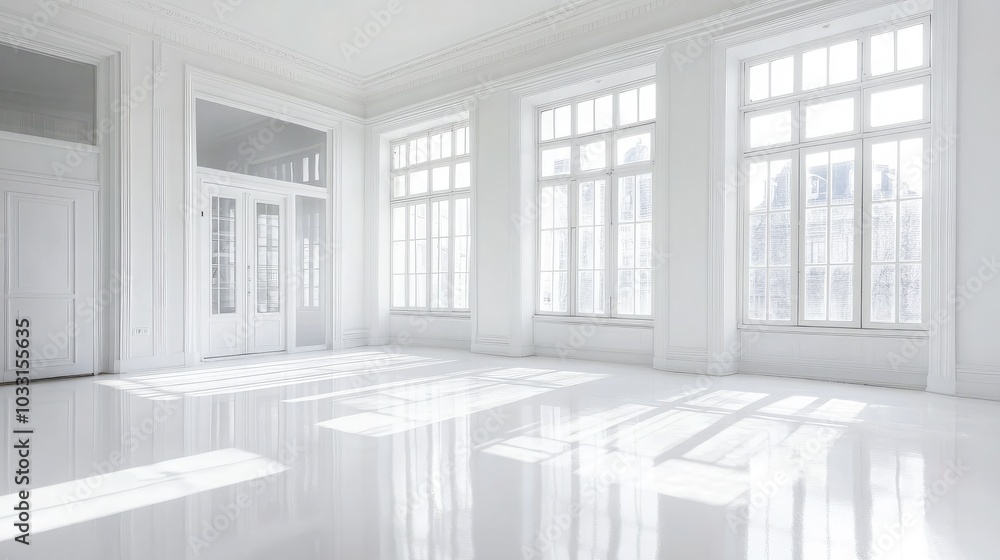 Fototapeta premium Bright and Spacious Modern Interior with White Walls