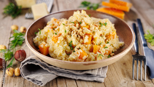 risotto with butternut and cream for autumn