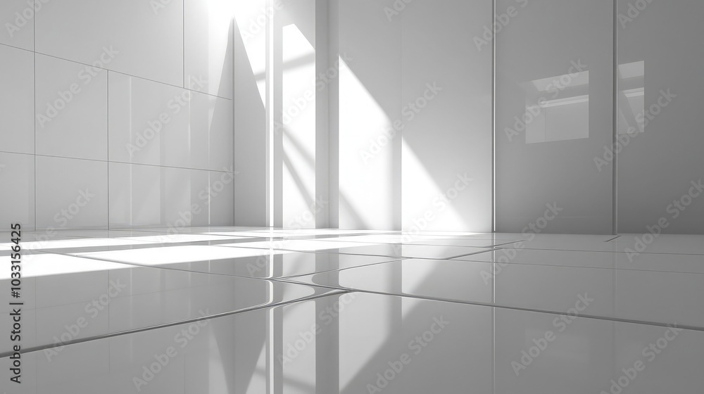 Obraz premium Bright Minimalist Interior with Sunlight Reflection