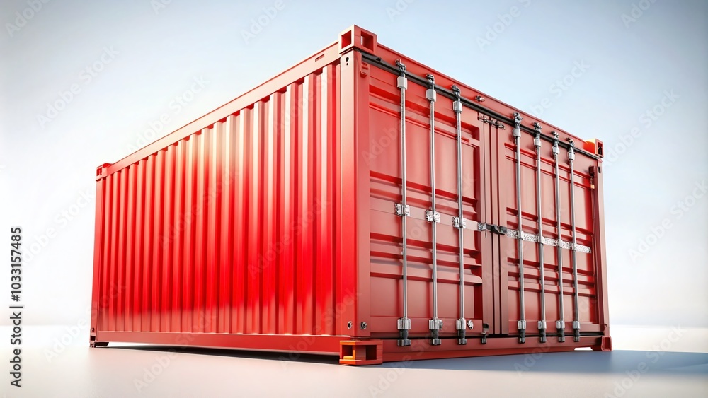 Red Cargo Container Product Photography on White Background for Shipping and Logistics