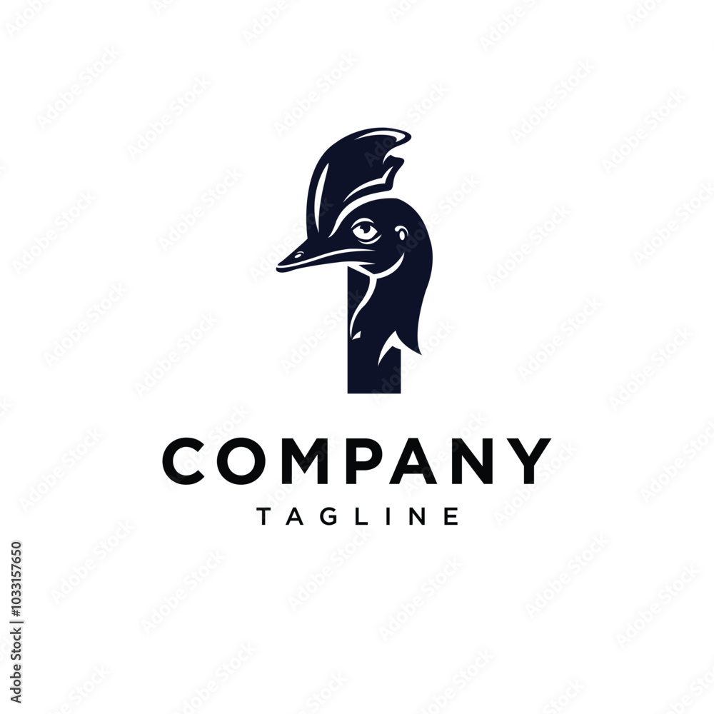 Letter I Cassowary Bird logo icon vector Letter I Cassowary Bird logo icon vector