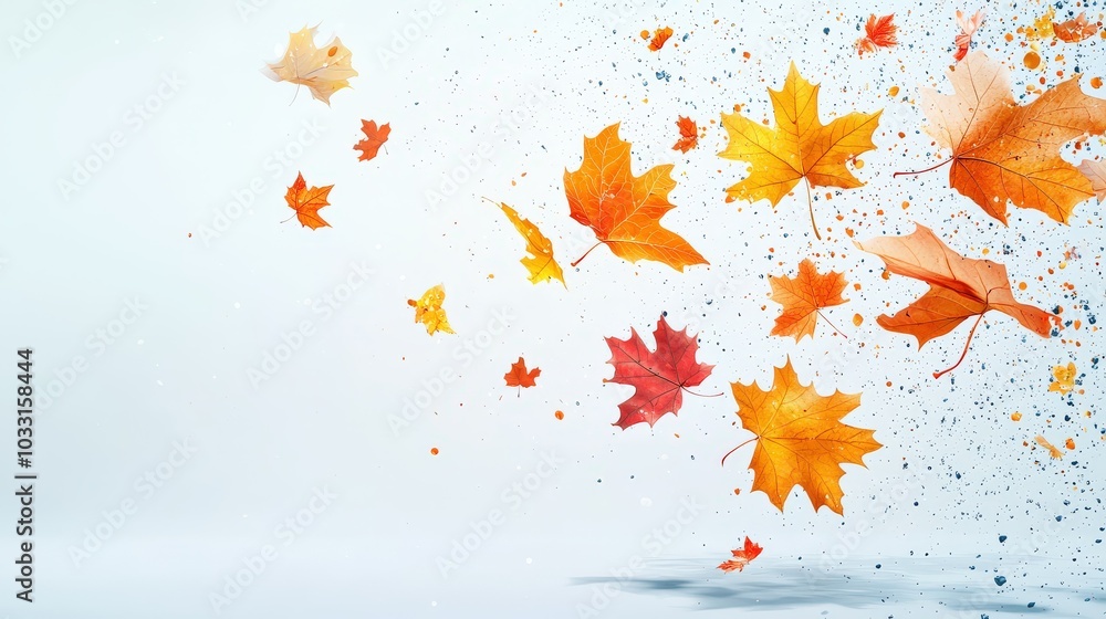 Fototapeta premium Artistic shadows of leaves falling softly on a bright white background, creating an ethereal and serene atmosphere.