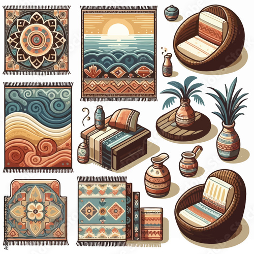 Outdoor rugs set vector illustration