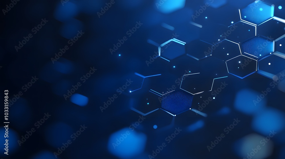 Obraz premium Abstract Blue Hexagonal Pattern with Glowing Lights