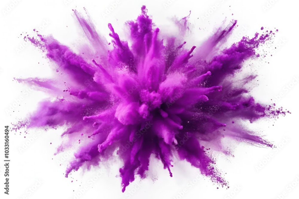 Obraz premium Explosion by an impact of a cloud of particles of powder and smoke of multicolored on a white background